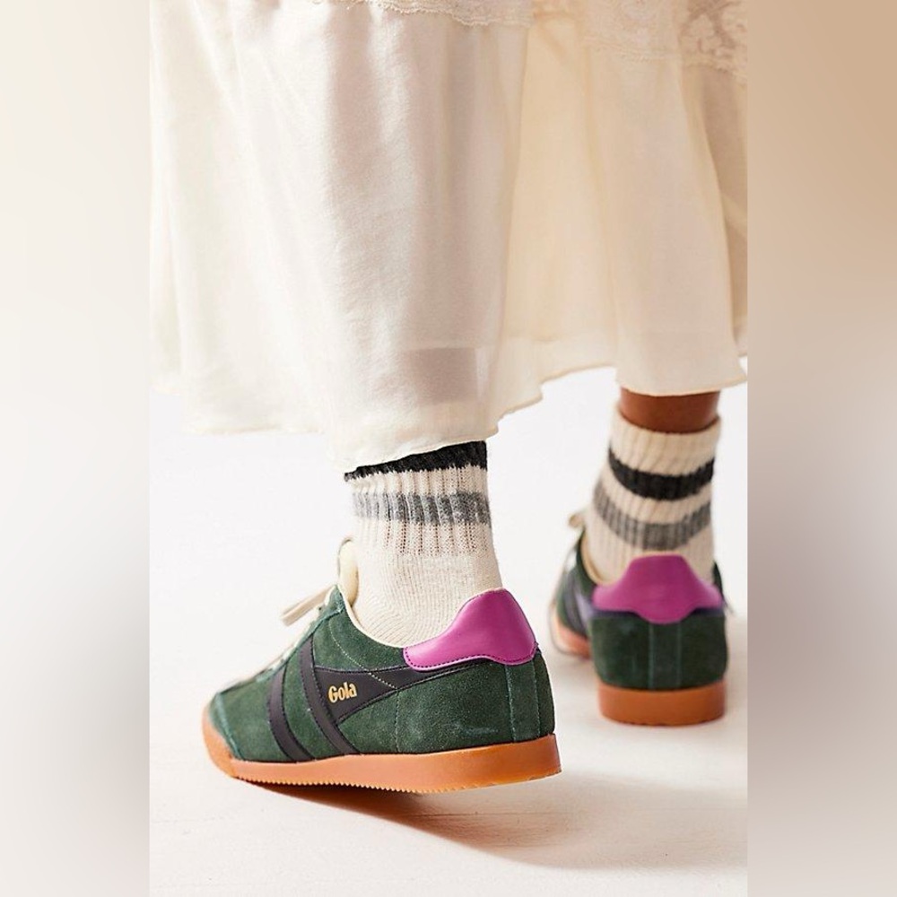 Gola Women's Elan Leather Sneaker Evergreen/Black/Fuchsia - Picture 2 of 16